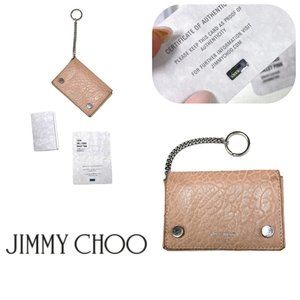 Auc Jimmy Choo Luzia ballet pink envelop leather wallet Attached key ring